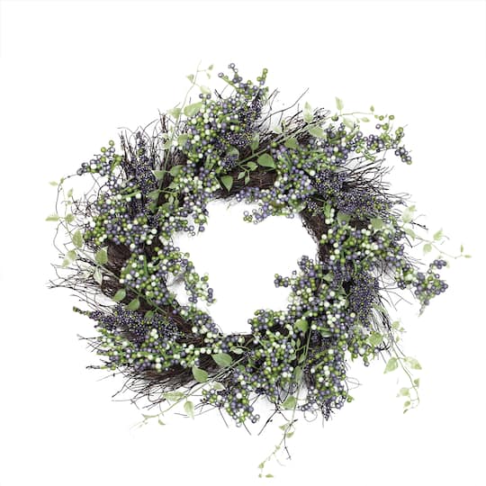 Michaels, 22" Plum Purple & White Berry Wreath – Category: Spring Floral Wreaths